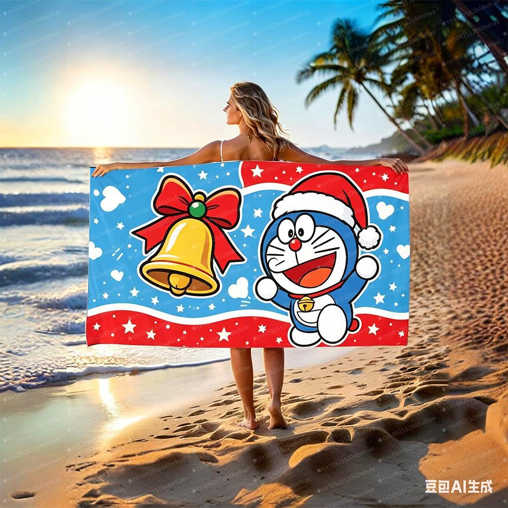 1Pc Cute Cartoon Doraemon Absorbent Towel Swimming Pool Travel Gift Gym Shower Camping Quick Drying Exercise Beach Towel