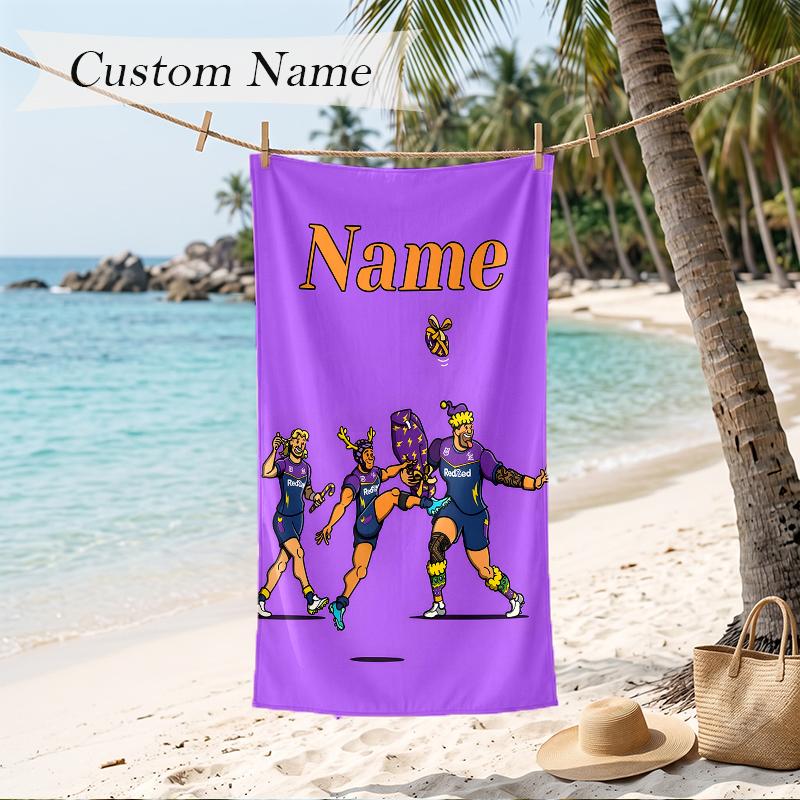 Melbourne Storm Custom Name Printed Beach Towel Personalized Soft Towel For Swimming Beach Travel