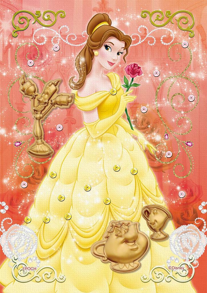 Epoch 108-Piece Jigsaw Puzzle Disney BelleElegant Rose (18.2 X 25.7 Cm) 72-303 with Glue, Spatula, and Decorative Pieces