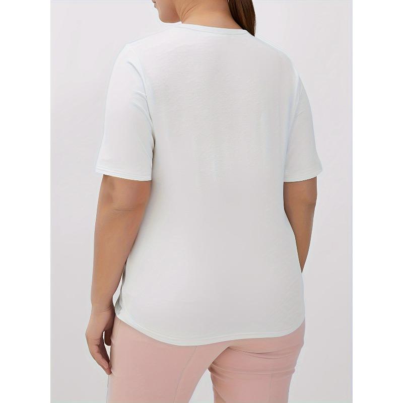 Dámské neformální bílé tričko s potiskem písmen, směs polyesteru, kulatý výstřih, lze prát v pračce, evropská velikost