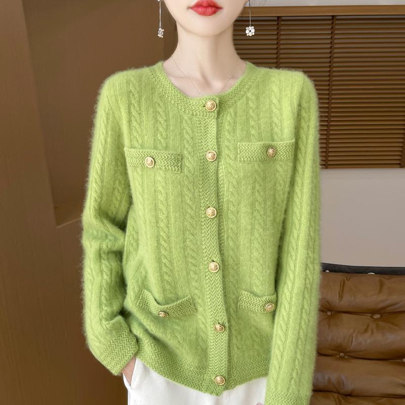 Full Body Twisted Flower with Pocket Design Sweater Women's Cardigan Spring and Autumn Loose Wind Women's Coat