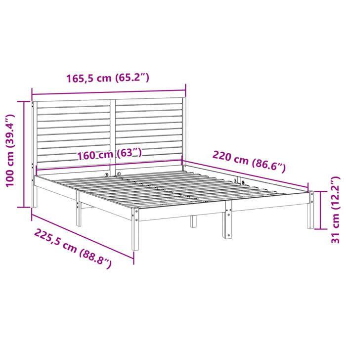 VidaXL Extra Long Bed Frames Without Mattress 160x220 Cm Solid Wood 3309316