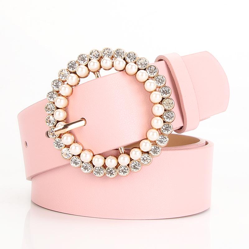 Rhinestone & Pearl Women's Belt Buckle - Stylish Decorative Belt for Dresses
