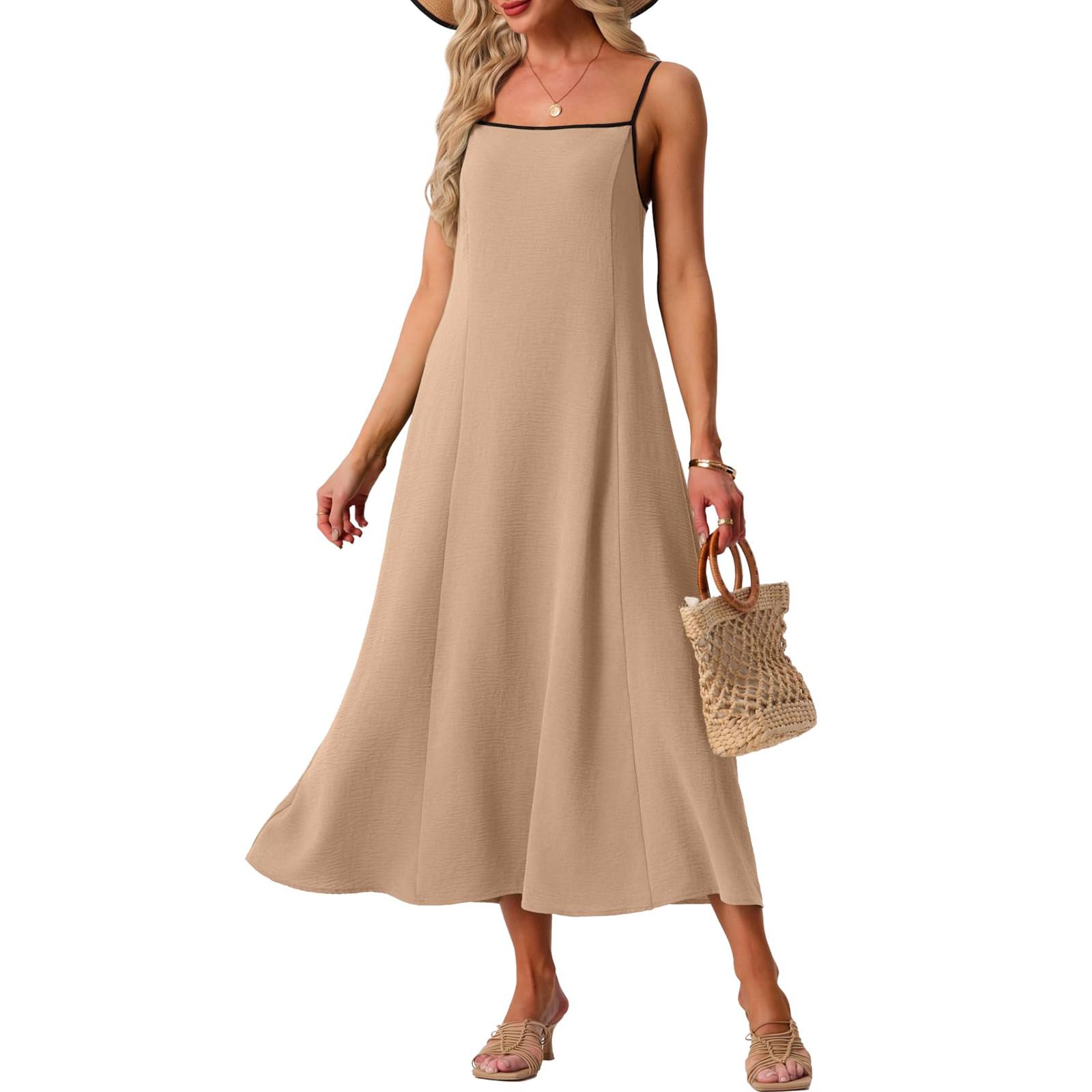 

Women s Color Sleeveless Slim Fit Fashionable Long Dress M хакі