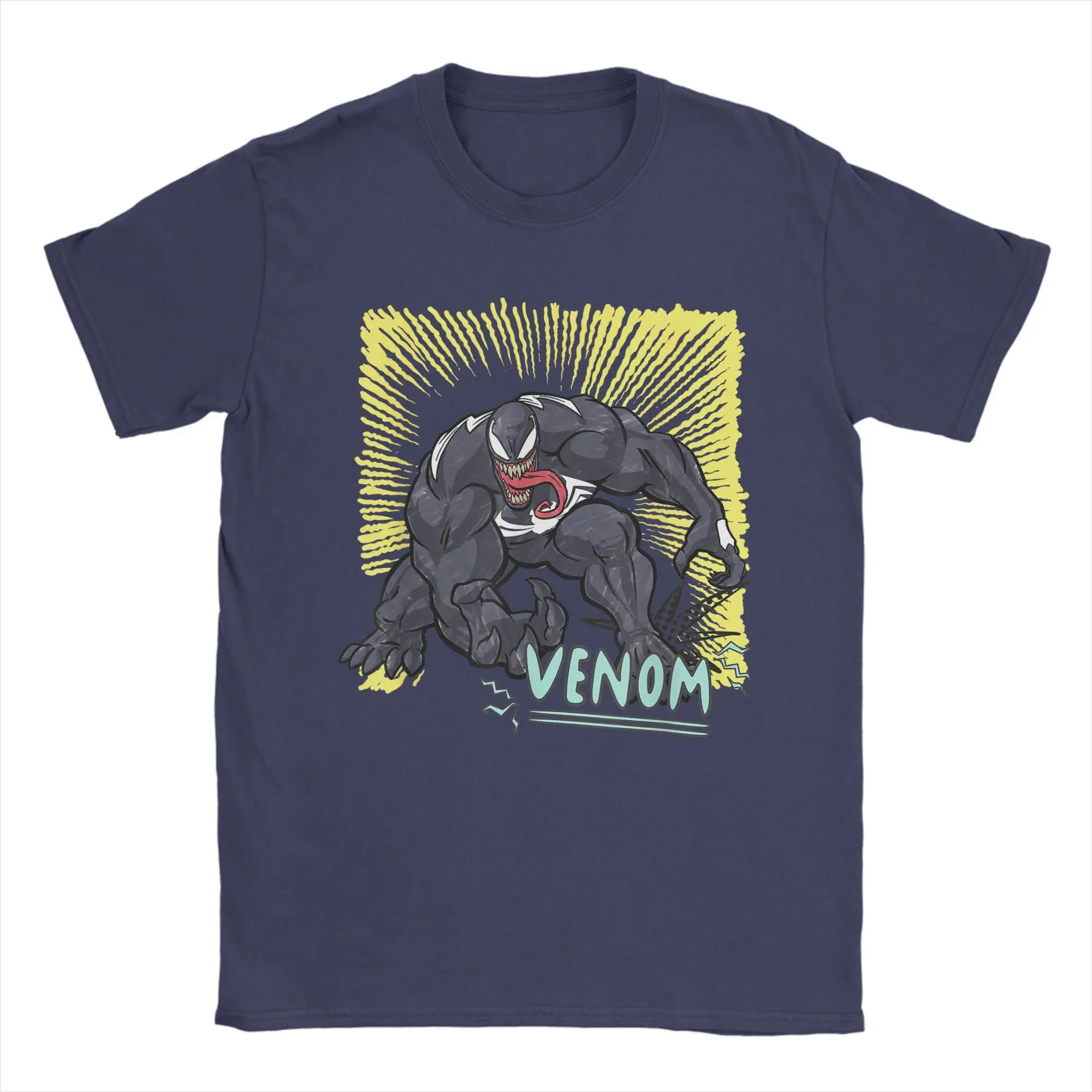 

Genuine Authorized Venom Graphic Pen Colorful Vintage Print T-Shirt Men s Short Sleeve Relaxed TopLoose Plus Size Top 4XL