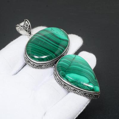 Pendente in Argento Sterling 925 Fatto a Mano con Pietra Preziosa Malachite Regali per Donne Regali per Lei Regali per la Mamma Gioielli in Argento Pendente