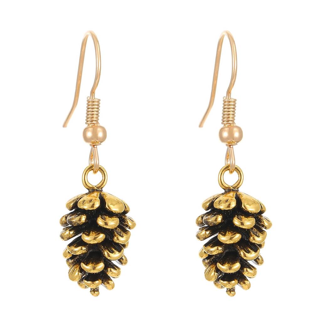 Retro Bohemian Pine Cone Earrings: Versatile Alloy High-End Niche Fashion for Women