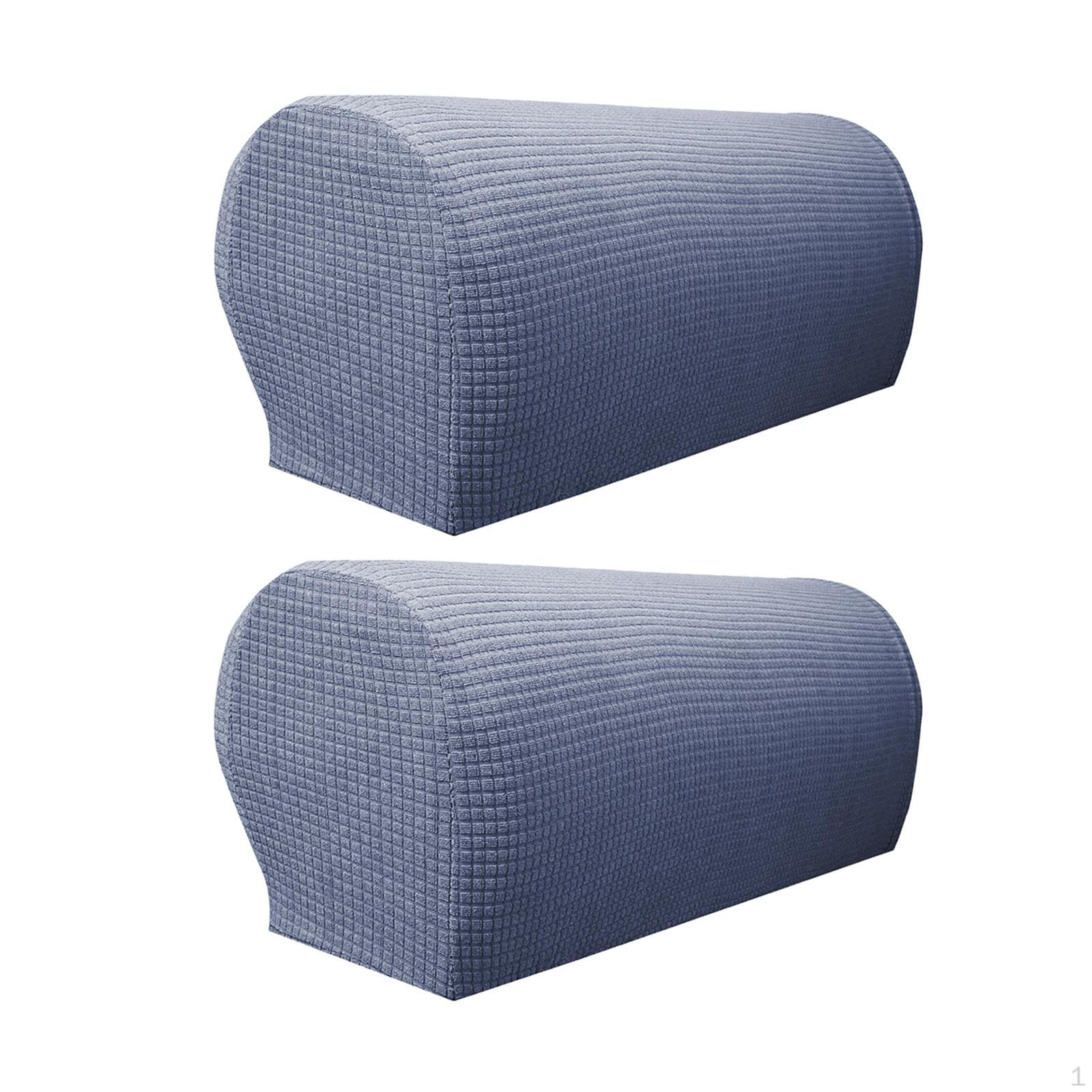 2 Pieces Removable Sofa Armrest Covers Arm Protectors Cover Anti Slip Slipcovers Dark Grey