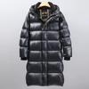 Long Down Coat Women Winter Warm Thick Hooded Oversized Parka With White Duck 56-60% Fill Power