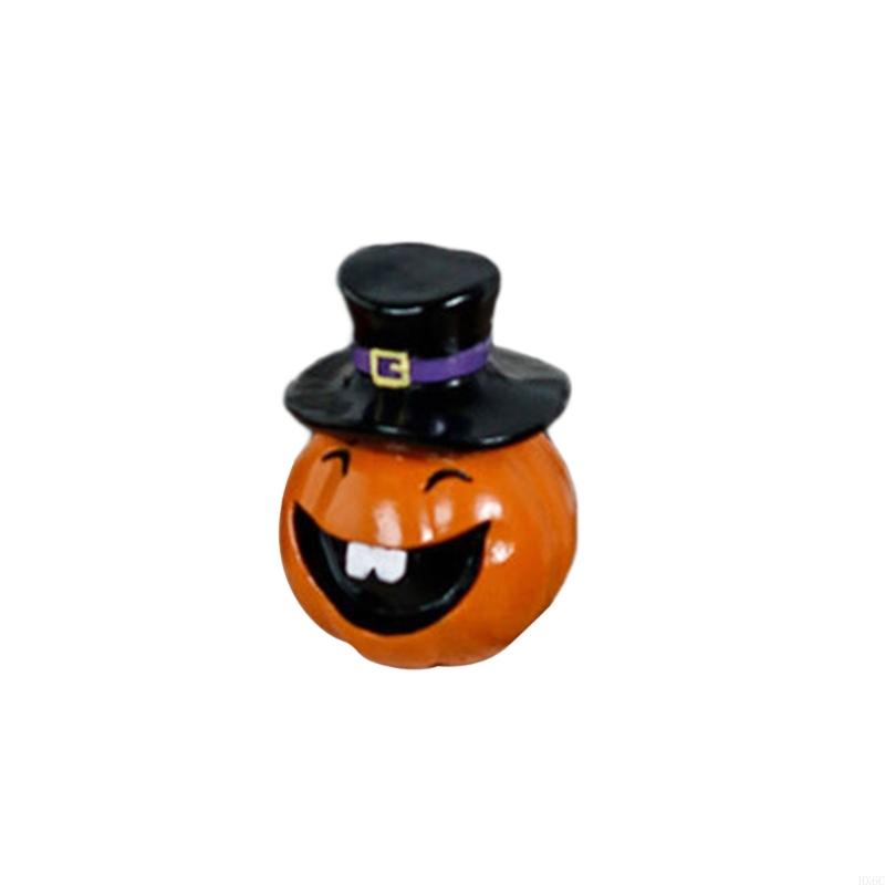 Horror Theme Resins Crafts Smiling Pumpkin Figurine For Halloween Shelf Decors HX6C