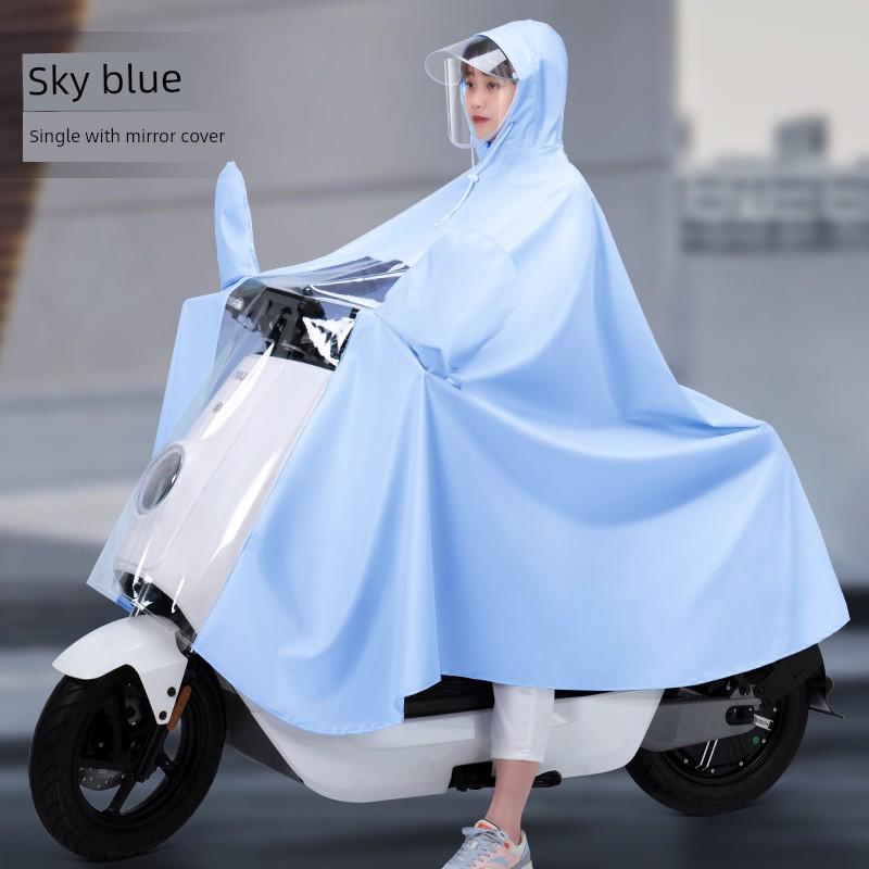 Fashionable Electric Scooter Raincoat, New Long Version for Single or Double Riders, Full-Body Storm-Proof Riding Poncho