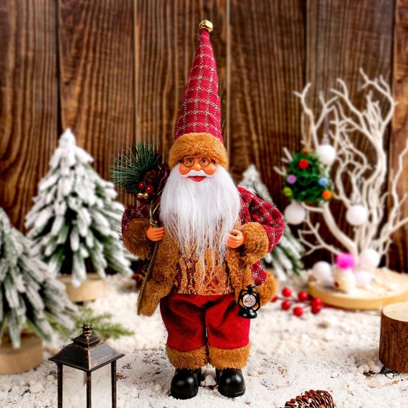 Multipurpose Holiday Ornament with Stylish Santa Doll Vibranting Fabric Christmas Collectible Figurines Daily Use