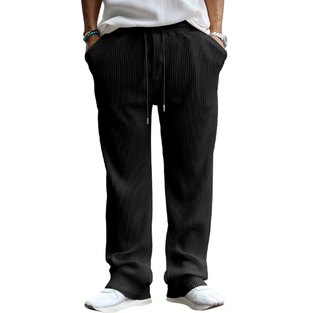 

2025 Spring/Autumn Men s Casual Loose-Fitting Straight Pants with Vertical Stripes, Mid-Waist, Wide Leg Pants for Men S