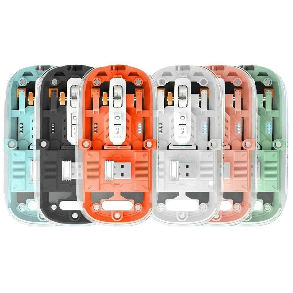 3 Modes Wireless Mouse 2.4GHz/Bluetooth 5.0" Rechargeable Mouse Sleek Transparent Mouse PC