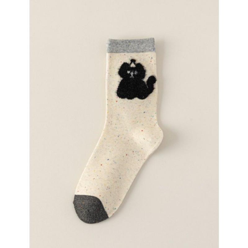 Autumn and Winter Trendy Cartoon Plush Cute Socks, Women's Mid-calf Socks, Pile Socks