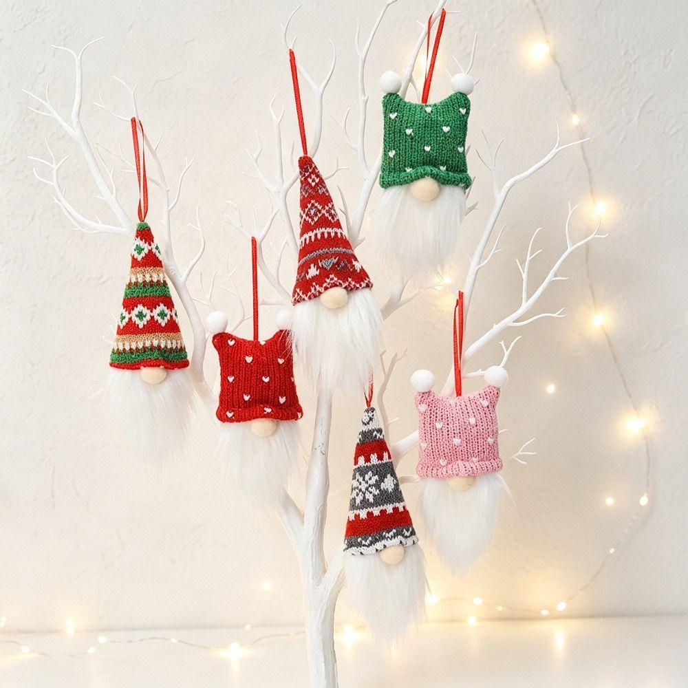 Nordic Style Knitted Doll Pendant Knitted Fabric Xmas Tree Hanging Christmas Party