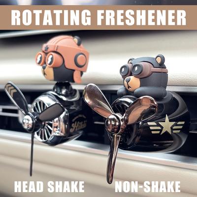 Rotating Propeller Pilot Bear Dog Car Air Fresheners Accessories Decorations Fun Vent Clip Perfume Diffuser Aroma Fragrance Men