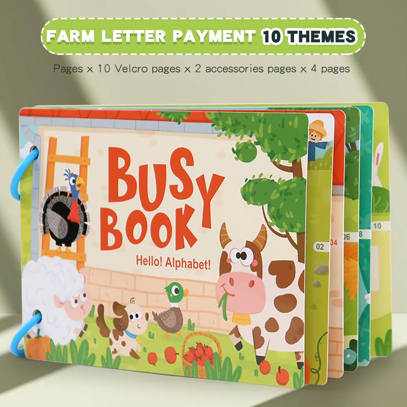 Montessori Baby Busy Book My First Quiet Book Paste Early Learning Education Toy DIY Hand-on Puzzle Reusable Books for Children