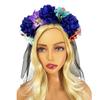 2024 Halloween Simulation Colorful Peony Flower Headband Fairy Butterfly Mexican Wreath Crown Cosplay Party Costume Day Dead
