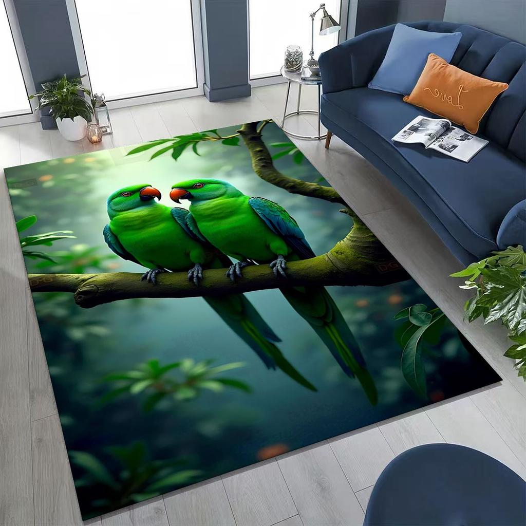 Colorful Tropical Parrot Macaw Natural Birds Art Rug for Bedroom Living Room Sofa Home Doormat Decor,Large Non-slip Floor Mat