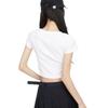 Black Front Shoulder Short-sleeved T-shirt Spice Girl Style Summer New Waist Thin Versatile Simple Short Top