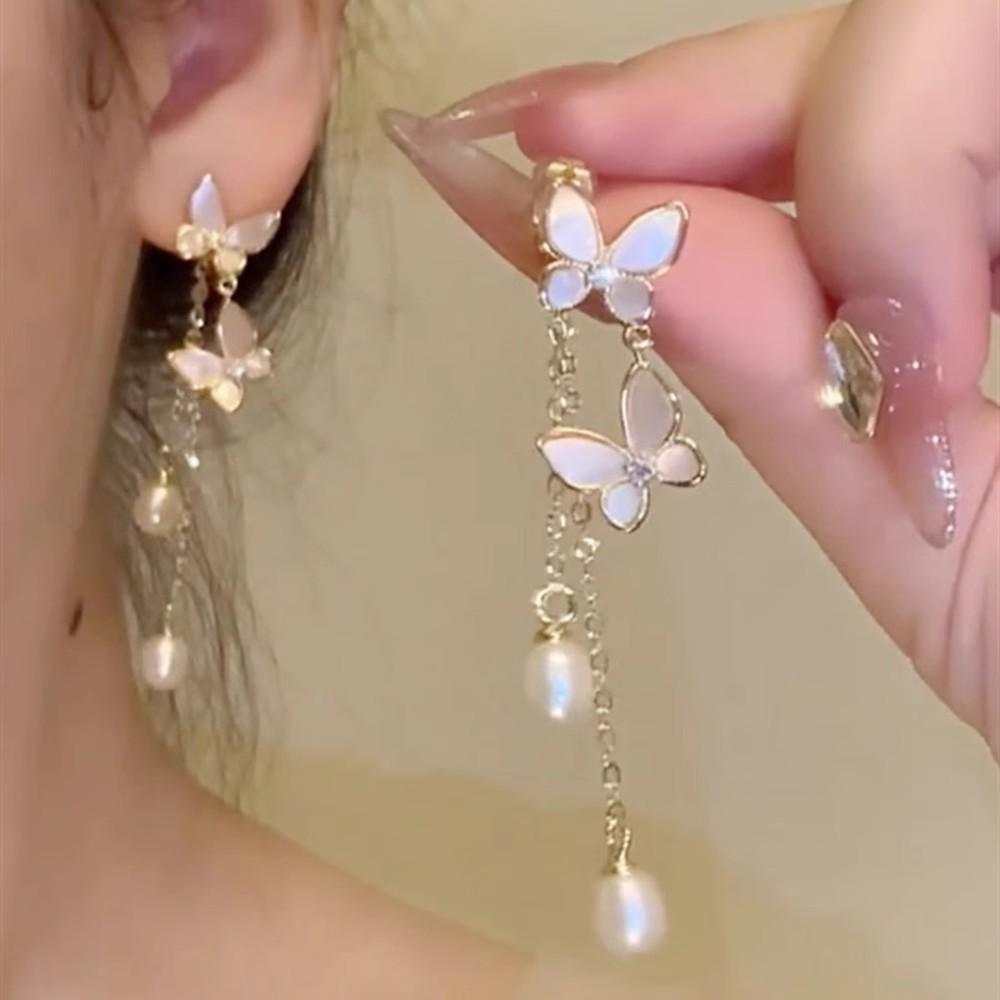 Elegant Bow-Knot Tassel Alloy Earrings for Women's 2025 Spring/Summer