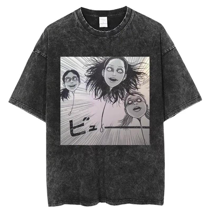 Hot Sale Horror Manga Tomie Graphic T-shirt Men Women T Shirt Hip Hop Y2k Washed Oversized Tee Hip Hop Gothic Cotton T-shirts