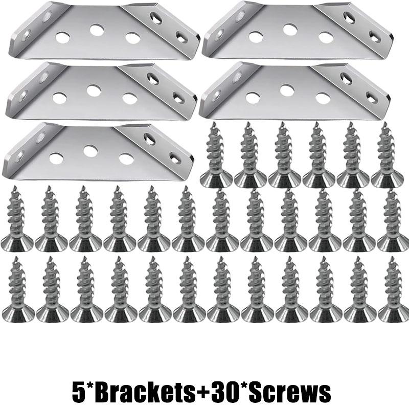 1/50Set Universal Stainless Steel Corner Bracket 90 Degree Right Angle Fixed Bracket Wood Furniture Bedframe Cabinet Accessorie