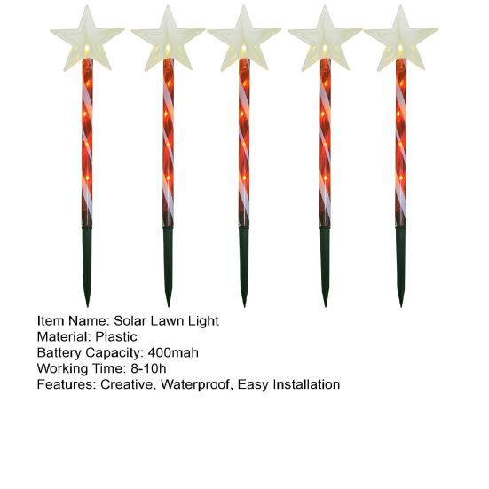 Yousheng 5 stk utendørs solenergi hagelys IP44 vanntett Ingen ledninger nødvendig Enkel installasjon Snowflake julepynt Stake lys