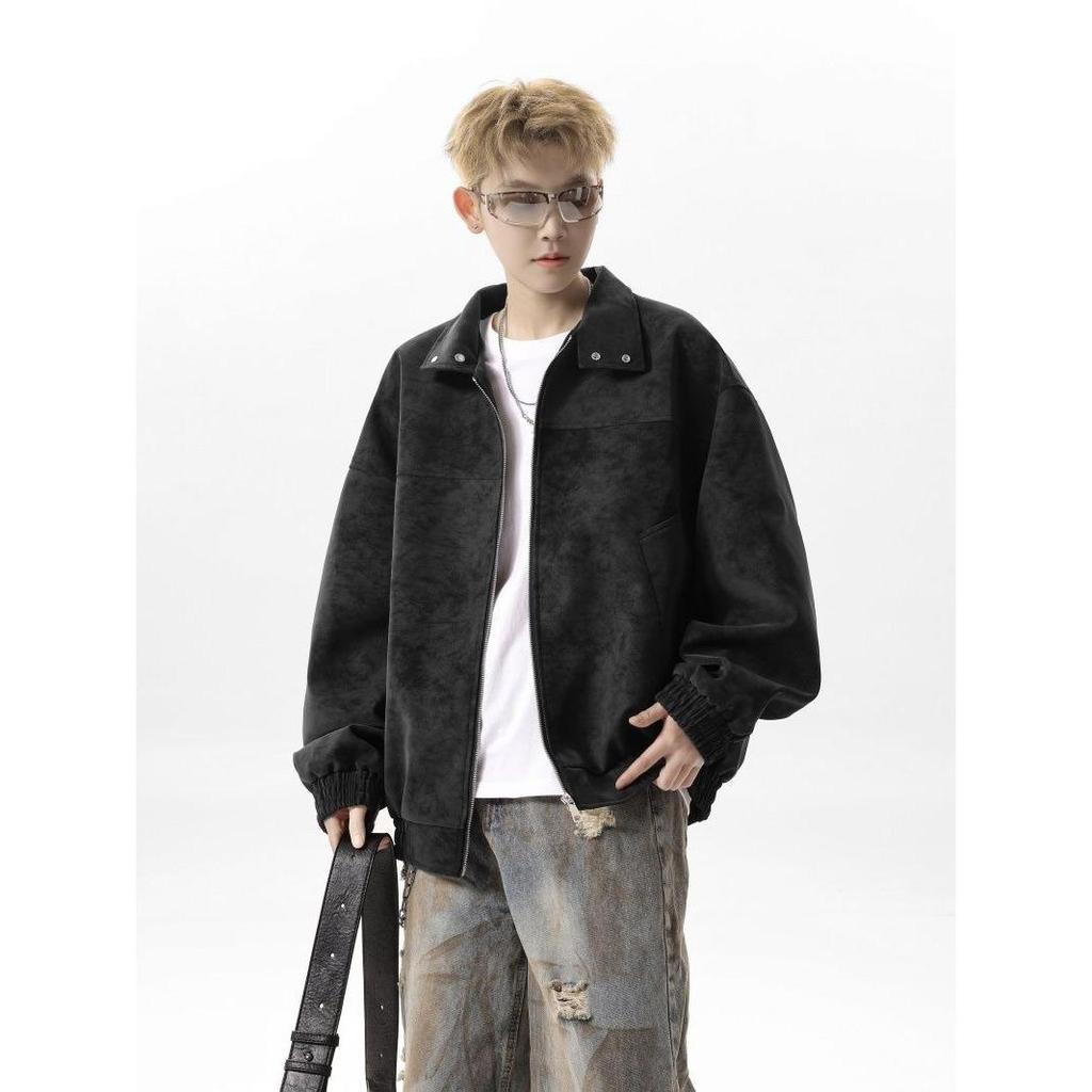 Men's High-End Stand-Up Collar Leather Motorcycle Jacket - Handsome, Loose, and Versatile for Autumn and Winter