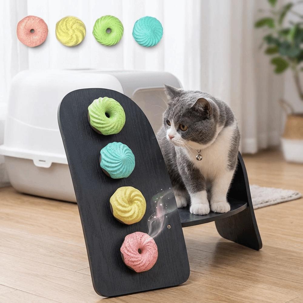 4pcs Donut Shaped Pet Deodorizer Light Fragrance Litter Box Odor Remover Pet Travel Carrier
