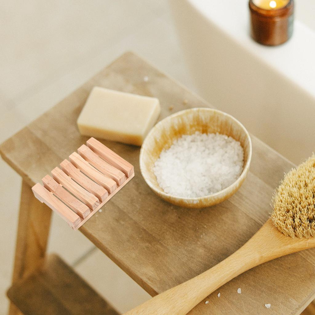 3Pcs Wooden Soap Holder Eco Friendly Solid Wood Soap Dish with Clear Texture Smooth Finish Drain Holes for Bathroom Shower
