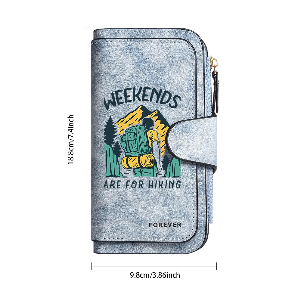 Hiking Themed Long Wallet Portable Multi-card Slot Purse for Outdoor Lover