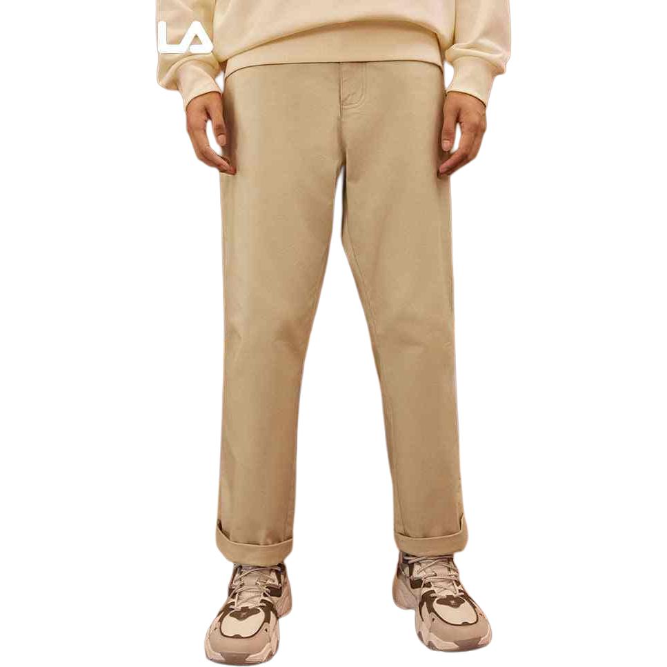 FILA Letter Mid-Rise Straight Casual Pants Men Bottoms Light-Sand F11M339805F-LK
