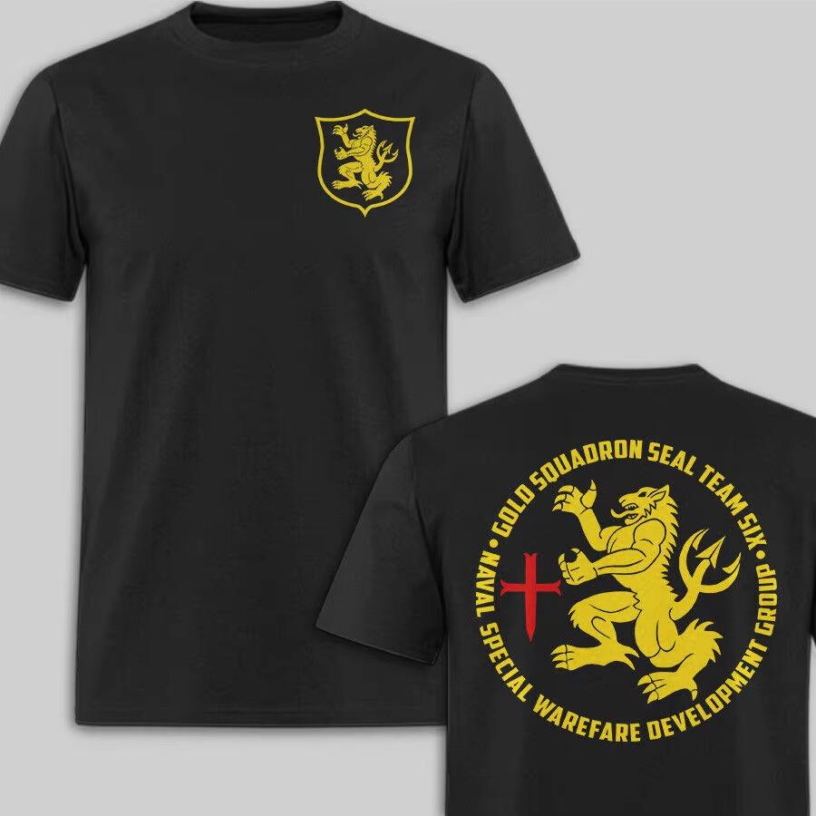 

Футболка NSWDG Devgru Gold Squadron Seal Team Six Хлопок Круглый вырез Летняя с коротким рукавом Повседневная Мужская футболка Размер 4XL