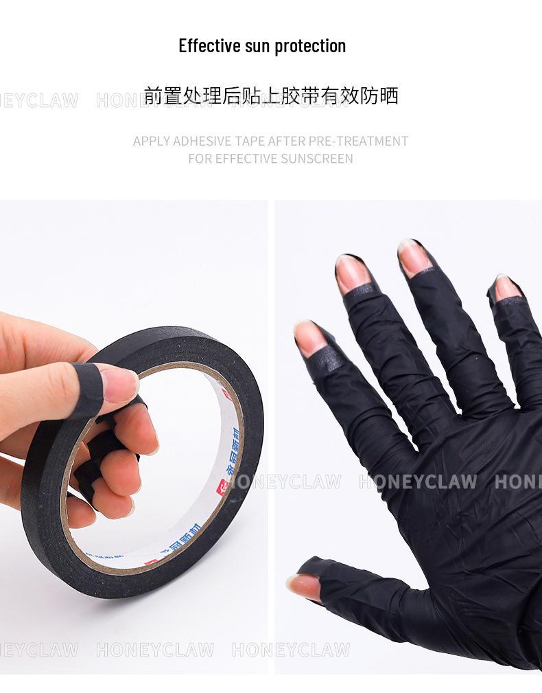100 Black Fingerless UV Protection Gloves for Nail Art