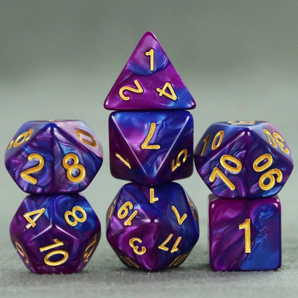 7pcs Dice with Bag DnD D4,d6,d8,d10,d%,d12,d20 Polyhedral Board Game Pieces RPG