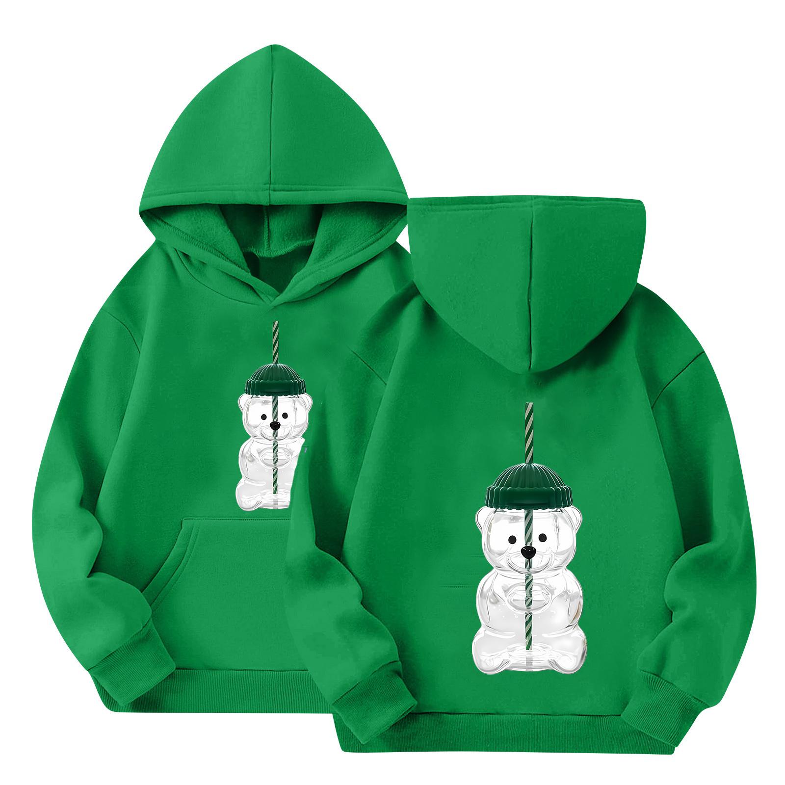 

Детские толстовки с капюшоном, свободная однотонная спортивная рубашка с капюшоном, модная спортивная рубашка 110 зелёный