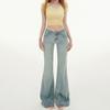 Women's Light Blue Micro-Flared Low-Waist Jeans: New for Spring & Autumn 2025, Slim Fit, Elastic, Spicy Girl Style
