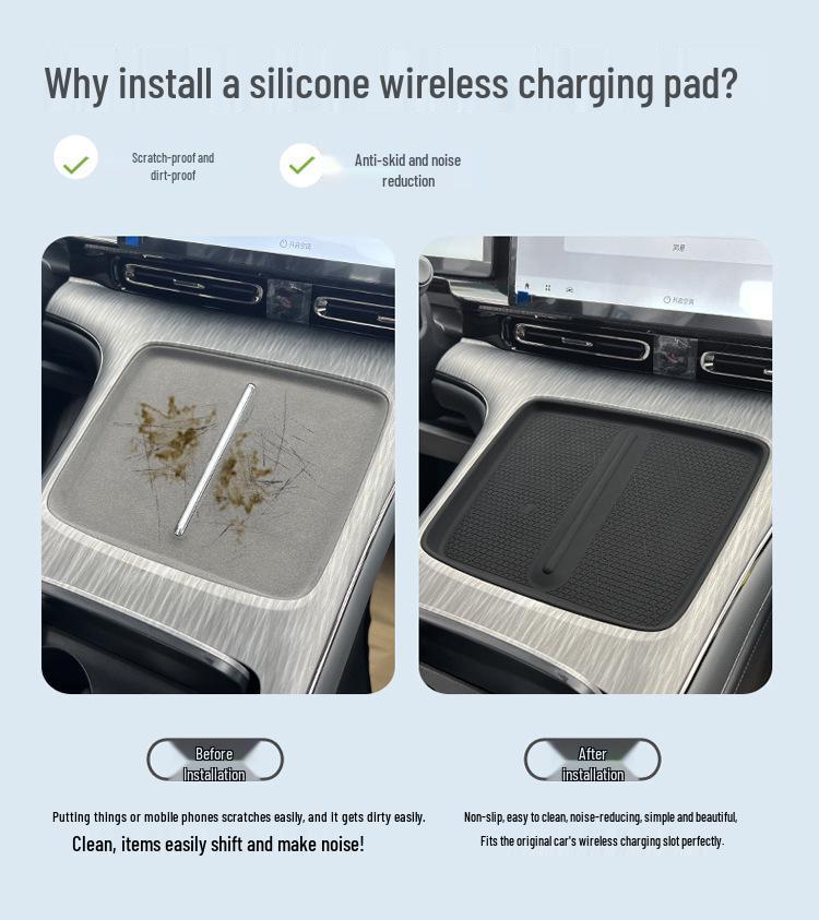Aion S MAX Wireless Charging Silicone Pad for Center Console - Non-Slip Car Interior Accessory.
