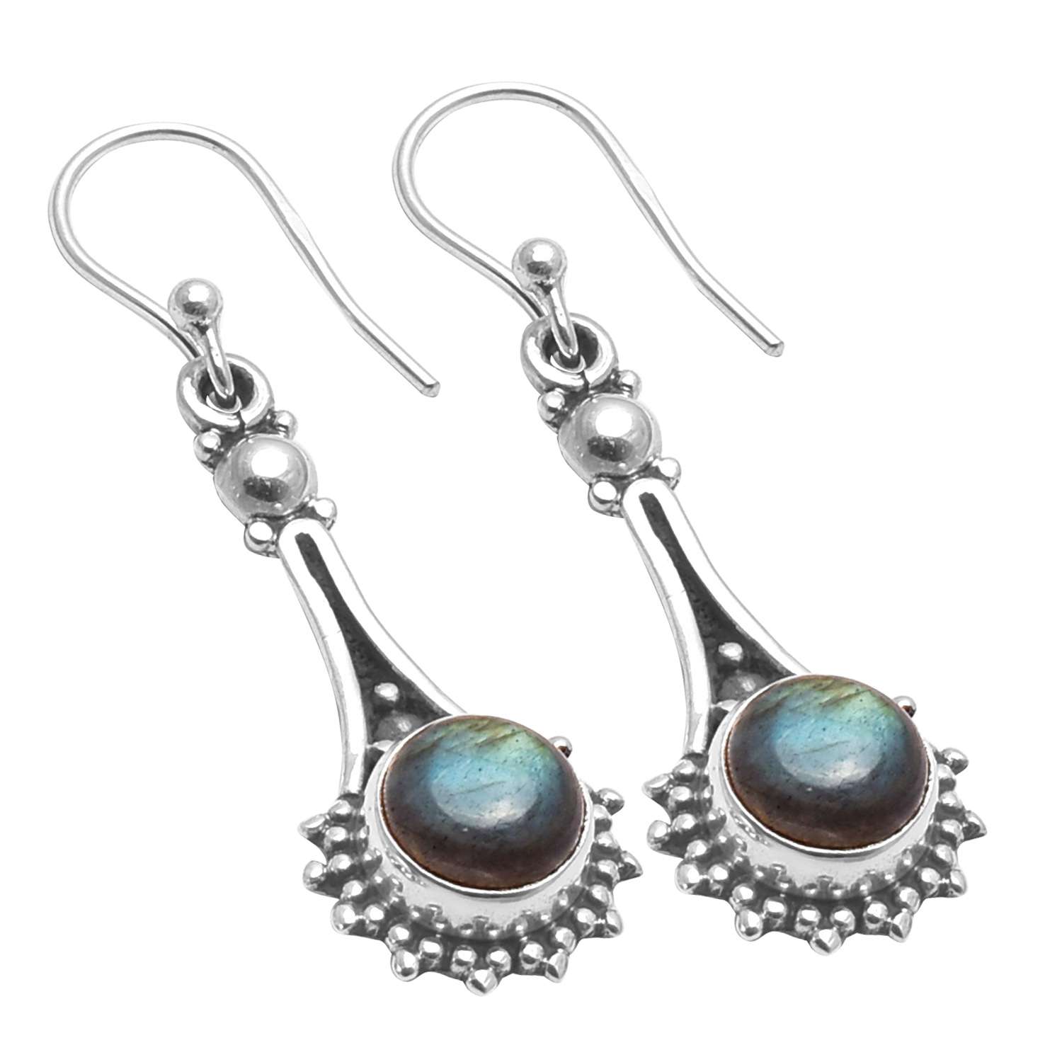 

Labradorite Gemstone Earrings Solid 925 Sterling Silver Handmade Earrings Jewelry Gift For Women And Girls E-2773