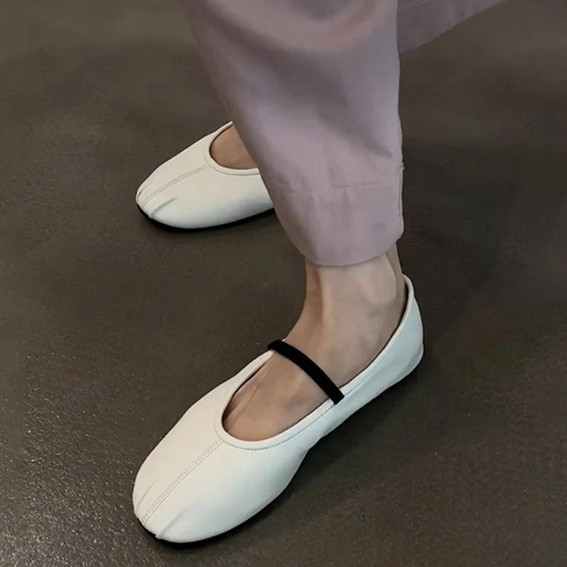 Design de Outono Sapatos Bailarinas Femininas Moda Conforto Estilo de Rua Sola Macia Vestido Feminino Couro Sapatos Mary Jane