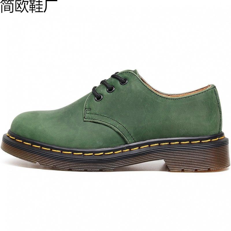 First layer low-top small leather shoes women's leather Crazy Horse red short boots round head men's and women's casual tooling