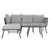 Black Polyester Garden Sofa with Aluminum Rope (192 X 163 X 86 Cm)