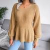 V-neck Tops Women Knitted Sweater Fashion Ruffles Long Sleeve Pullovers and Sweaters Ladies Jumper