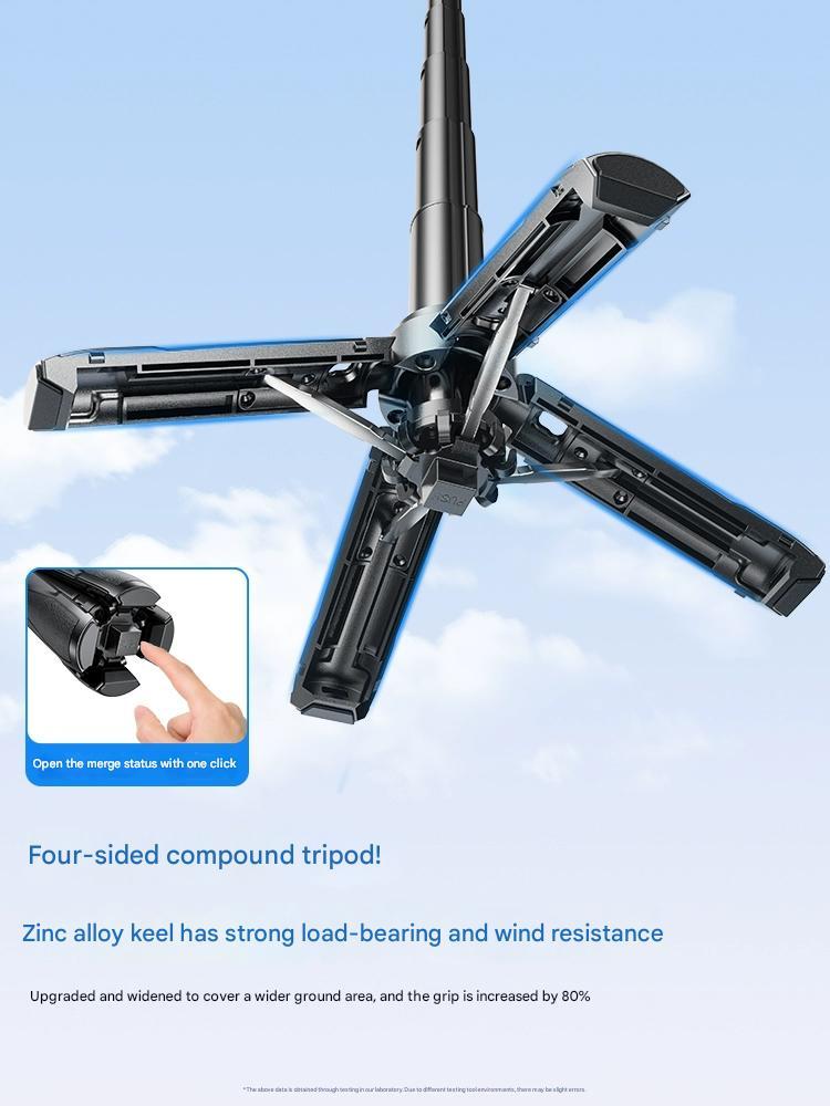 4-in-1 Multi-function Selfie Stick with Wireless Remote Control | Magnetic, Cell Phone Clip Dual Combination, 360° Rotation