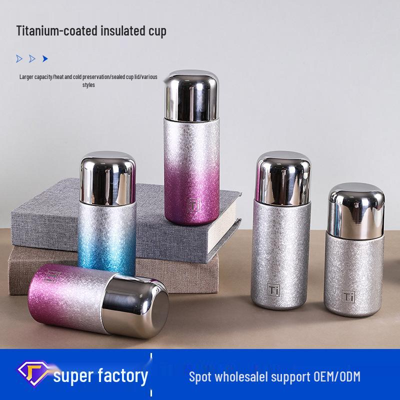 Sleek Titanium-Coated Insulated Mini Cup - Luxury Pocket Gift for Men & Women