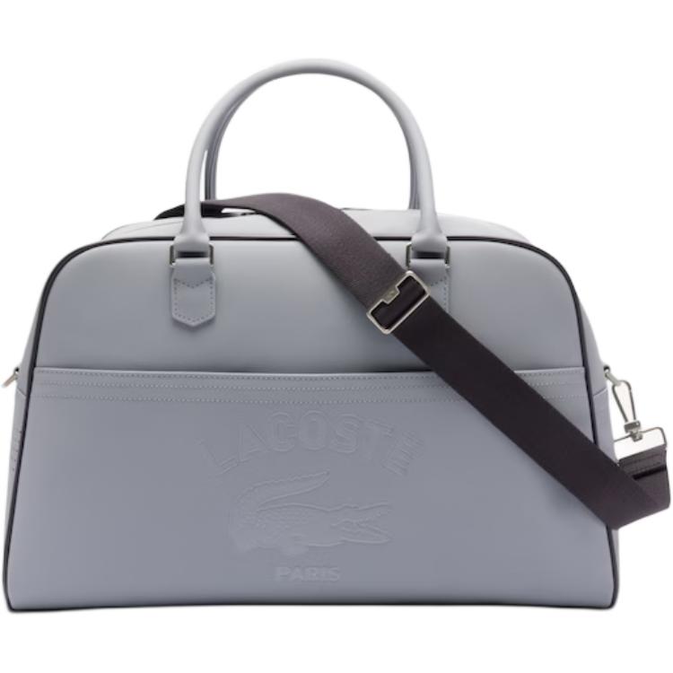 Lacoste Logo Crocodile Design Zipper Closure PVC Travel Bag Unisex travel bag Gray Blue NU4852UO-Q52 Gray Blue