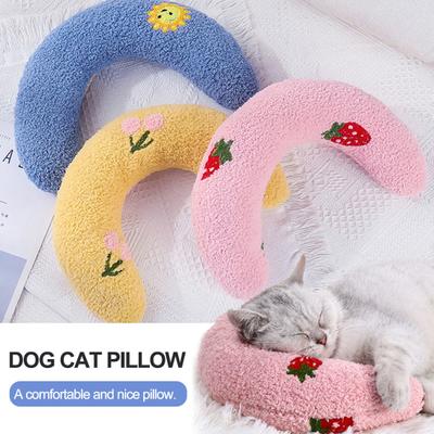Soft Fluffy Cat Neck Pillow Calming U-Shaped Joint Relief Sleeping Improve Neck Support Pet Pillow Dog Cat Supplies