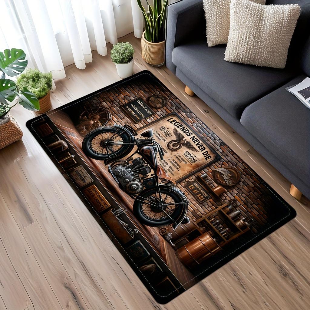 

1pc Retro Motorcycle Club Area Rug Machine Washable Anti-Fatigue Perfect for Living Room Bedroom Game Room and Dormitory Decor 40 x60